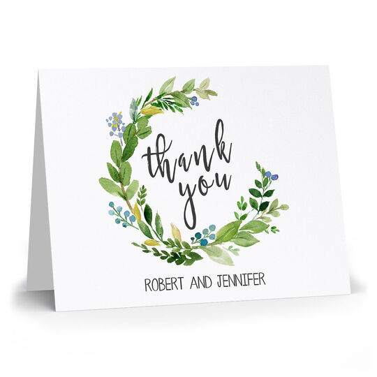 Arched Green Swag Folded Thank You Note Cards